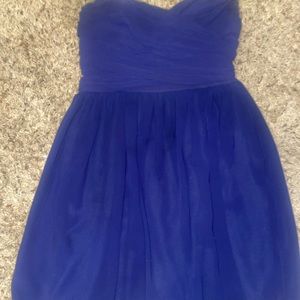 short navy strapless dress
